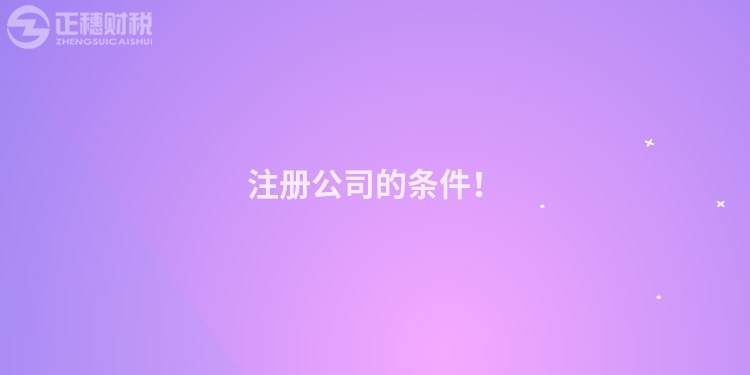 注冊公司的條件！