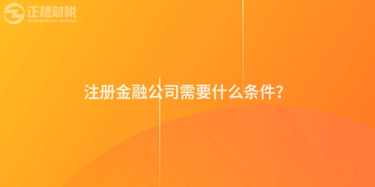 注冊金融公司需要什么條件？