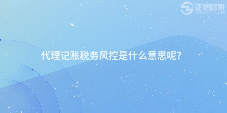 代理記賬稅務風控是什么意思呢？