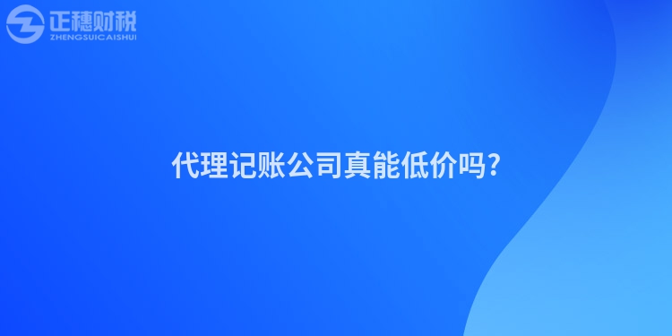 代理記賬公司真能低價嗎?