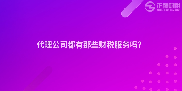 代理公司都有那些財稅服務嗎？