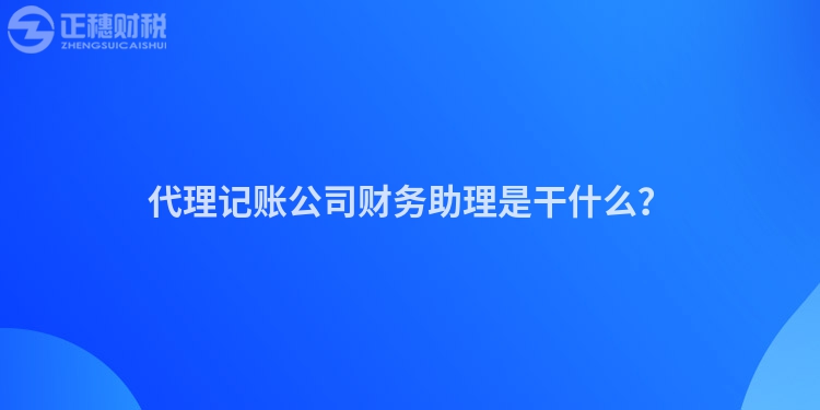 代理記賬公司財務助理是干什么？
