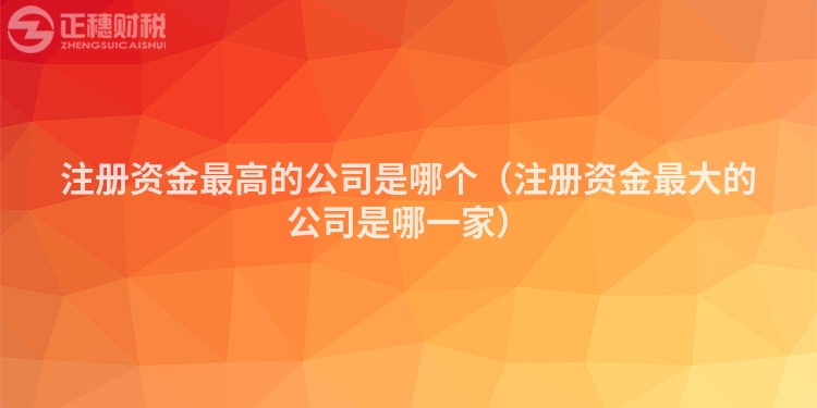 注冊資金最高的公司是哪個（注冊資金最大的公司是哪一家）
