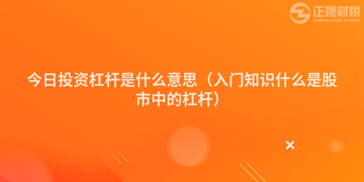 今日投資杠桿是什么意思（入門知識什么是股市中的杠桿）