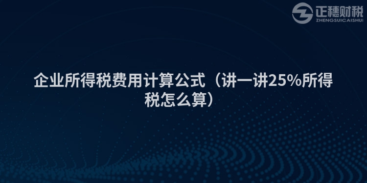 企業(yè)所得稅費(fèi)用計(jì)算公式(講一講25%所得稅怎么算)