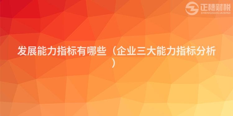 發展能力指標有哪些（企業三大能力指標分析）
